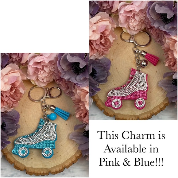 Blue Rhinestone Roller Skate and Tassel Keychain - Picture 10 of 10